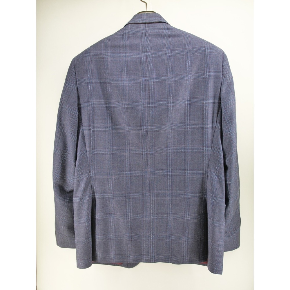 Hart Schaffner Marx Sport Coat Blazer Size 44L Blue Super 130s Plaid Wool - Picture 14 of 16